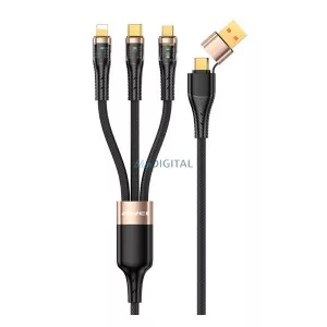 AWEI Cablu de încărcare 3in2 (Type-C/USB - fulger/Type-C, microUSB, 100W, wireless, încărcător rapid, 120cm) NEGRU