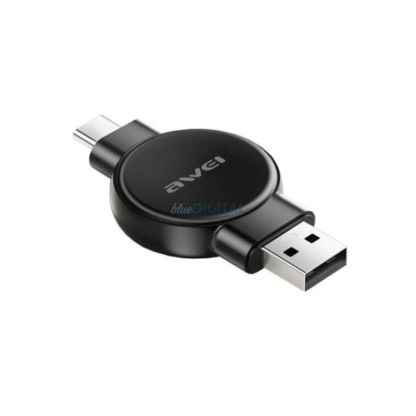 AWEI Încărcător de birou USB+Type-C (2,5W, fără fir, magnetic, încărcător pentru ceas Samsung / încărcător pentru ceas Apple) NEGRU