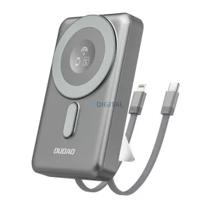 DUDAO încărcător de urgență Type-C (10000mAh, 20W, încărcător rapid, MagSafe, încărcător Apple Watch, Type-C + cablu Lightning) GREY