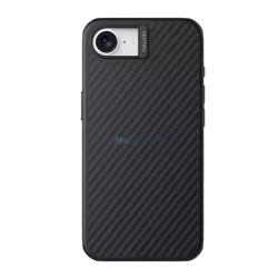   HUSĂ! - NILLKIN SYNTHETIC FIBER PRO plastic telefon protector (aramid acoperite, colț pernă de aer, model de carbon, MagSafe) BLACK Apple iPhone 16e