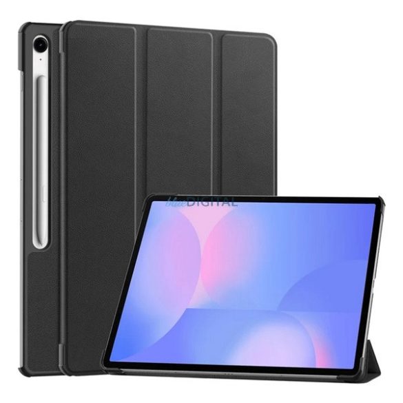 Husă permanentă cu efect de piele (FLIP activ, deschidere laterală, TRIFOLD, suport pentru birou, suport pentru creioane) BLACK Samsung Galaxy Tab S10 FE Plus LTE (SM-X620), Galaxy Tab S10 FE Plus WIFI (SM-X626)