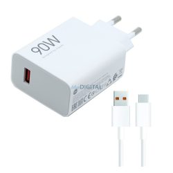   XIAOMI HYPERCHARGE COMBO încărcător de rețea priză USB (90W, încărcător rapid + cablu Type-C) ALB