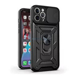   HUSĂ! - Defender silicon protector de telefon (rezistent la șocuri, inel de prindere, protector de cameră) BLACK Xiaomi Redmi Notă 14 Pro 4G