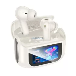   Căști bluetooth HOCO EQ21 STAREO (v5.4, TWS, microfon, anulare activă a zgomotului, ecran tactil + încărcător) ALB