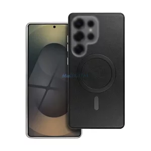 HUSĂ! - Silicon protector de telefon (ECO piele efect capacul din spate, anti-zgârieturi interior, protecție cameră de metal, MagSafe, premium) BLACK Samsung Galaxy A36 5G (SM-A366)