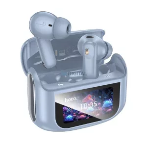 Căști bluetooth HOCO EQ21 STAREO (v5.4, TWS, microfon, anulare activă a zgomotului, touch screen + încărcător) LIGHT BLUE