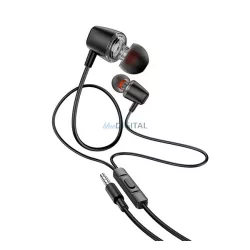   HOCO M107 Căști stereo (mufă de 3,5 mm, microfon, buton de înregistrare) NEGRU