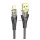 HOCO U121 cablu de date (USB - lightning, 2.4A, încărcător rapid, 120cm, indicator LED, șiret) NEGRU