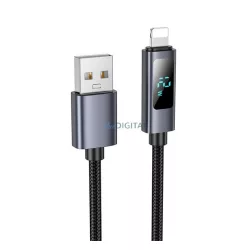   HOCO X112 cablu de date (USB - lightning, 2.4A, încărcător rapid, 100cm, afișaj LED, șiret) NEGRU
