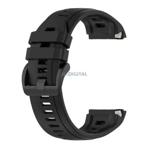 Curea de înlocuire (dimensiune personalizată, silicon, burduf dublu) BLACK Garmin Approach S70 (47mm)