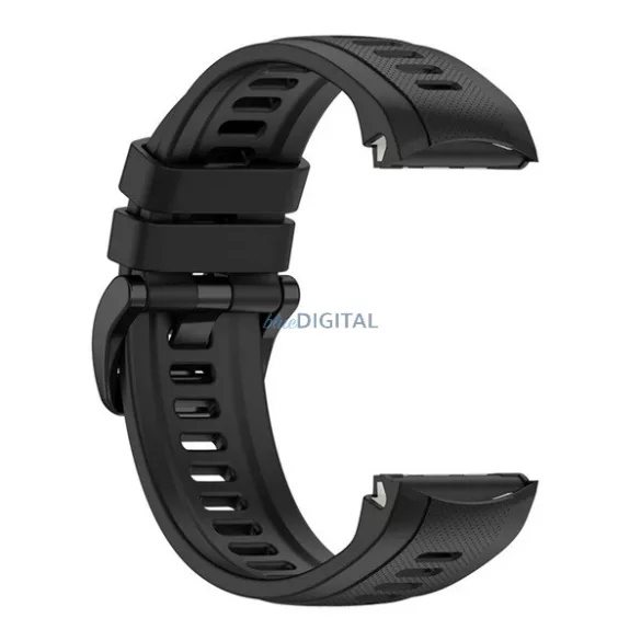 Curea de înlocuire (dimensiune personalizată, silicon, burduf dublu) BLACK Garmin Approach S70 (47mm)