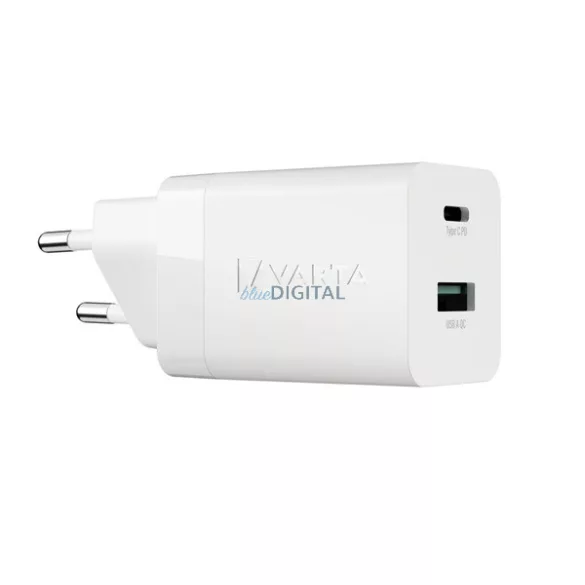 Încărcător de rețea VARTA cu mufă USB+Type-C (38W, GaN, încărcător rapid PD 3.0) ALB