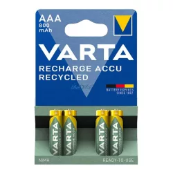   Baterie VARTA RECHARGE ACCU RECYCLED (AAA, 1.2V, 800mAh Ni-MH, reîncărcabilă) 4 buc/pachet