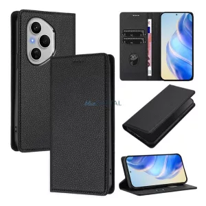HUSĂ! - Husă permanentă cu efect de piele (FLIP, deschidere laterală, desktop, RFID, premium) BLACK Honor 400 Pro