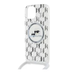 HUSĂ! - KARL LAGERFELD IML MONOGRAM CROSSBODY K&CH HEADS MAGSAFE silicon protector de telefon (rezistent la șocuri, MagSafe, curea de gât) pentru Apple iPhone 15