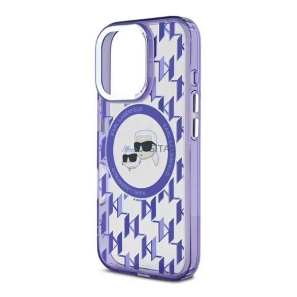 HUSĂ! - KARL LAGERFELD IML MONOGRAM K&CH HEADS MAGSAFE silicon protector de telefon (rezistent la șocuri, protector de cameră, MagSafe) LILA Apple iPhone 16 Pro