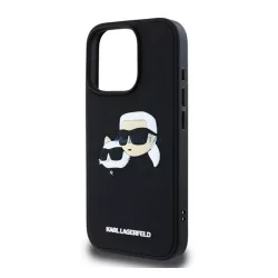   HUSĂ! - KARL LAGERFELD 3D RUBBER DOUBLE HEADS silicon telefon protector (rezistent la șocuri, 3D) BLACK Apple iPhone 16 Pro