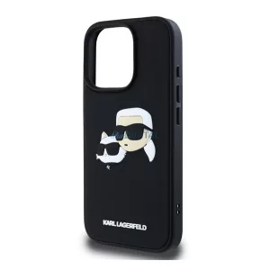 HUSĂ! - KARL LAGERFELD 3D RUBBER DOUBLE HEADS silicon telefon protector (rezistent la șocuri, 3D) BLACK Apple iPhone 16 Pro