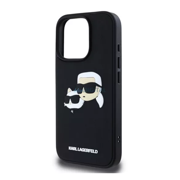 HUSĂ! - KARL LAGERFELD 3D RUBBER DOUBLE HEADS silicon telefon protector (rezistent la șocuri, 3D) BLACK Apple iPhone 16 Pro