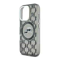   HUSĂ! - KARL LAGERFELD IML MONOGRAM K&CH HEADS MAGSAFE silicon protector de telefon (rezistent la șocuri, camera de protecție, MagSafe) BLACK Apple iPhone 16 Pro