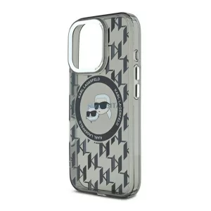 HUSĂ! - KARL LAGERFELD IML MONOGRAM K&CH HEADS MAGSAFE silicon protector de telefon (rezistent la șocuri, camera de protecție, MagSafe) BLACK Apple iPhone 16 Pro