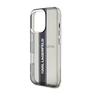 HUSĂ! - KARL LAGERFELD IML STRIPE LOGO silicon telefon protector (rezistent la șocuri, protecția camerei) BLACK Apple iPhone 16 Pro