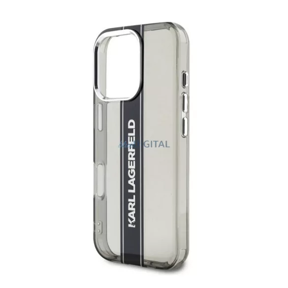 HUSĂ! - KARL LAGERFELD IML STRIPE LOGO silicon telefon protector (rezistent la șocuri, protecția camerei) BLACK Apple iPhone 16 Pro