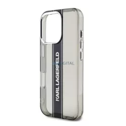   HUSĂ! - KARL LAGERFELD IML STRIPE LOGO silicon telefon protector (rezistent la șocuri, protecția camerei) BLACK Apple iPhone 16 Pro Max