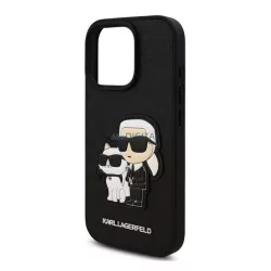   HUSĂ! - KARL LAGERFELD PU SAFFIANO KARL AND CHOUPETTE Silicon Phone Protector (rezistent la șocuri, spate cu efect de piele, 3D) BLACK Apple iPhone 16 Pro Max