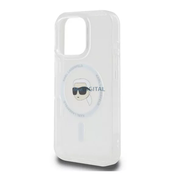 HUSĂ! - KARL LAGERFELD IML KARL HEAD METAL FRAME MAGSAFE silicon protector de telefon (rezistent la șocuri, protecția camerei, MagSafe) pentru Apple iPhone 16 Pro