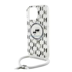   HUSĂ! - KARL LAGERFELD IML MONOGRAM CROSSBODY K&CH HEADS MAGSAFE silicon protector de telefon (rezistent la șocuri, MagSafe, curea de gât) pentru Apple iPhone 16 Pro