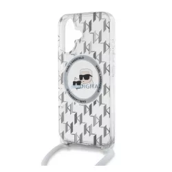   HUSĂ! - KARL LAGERFELD IML MONOGRAM CROSSBODY K&CH HEADS MAGSAFE silicon protector de telefon (rezistent la șocuri, MagSafe, curea de gât) pentru Apple iPhone 16