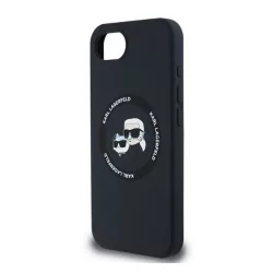   HUSĂ! - KARL LAGERFELD LIQUID SILICONE K&CH HEADS MAGSAFE silicon protector de telefon (rezistent la impact, MagSafe) BLACK Apple iPhone 16e