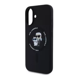  HUSĂ! - KARL LAGERFELD LIQUID SILICONE KARL ȘI CHOUPETTE MAGSAFE silicon protector de telefon (rezistent la șocuri, MagSafe) BLACK Apple iPhone 16