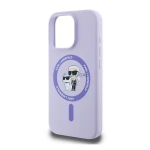 HUSĂ! - KARL LAGERFELD LIQUID SILICONE KARL AND CHOUPETTE MAGSAFE Silicon Phone Protector (rezistent la impact, MagSafe) LILA Apple iPhone 16 Pro