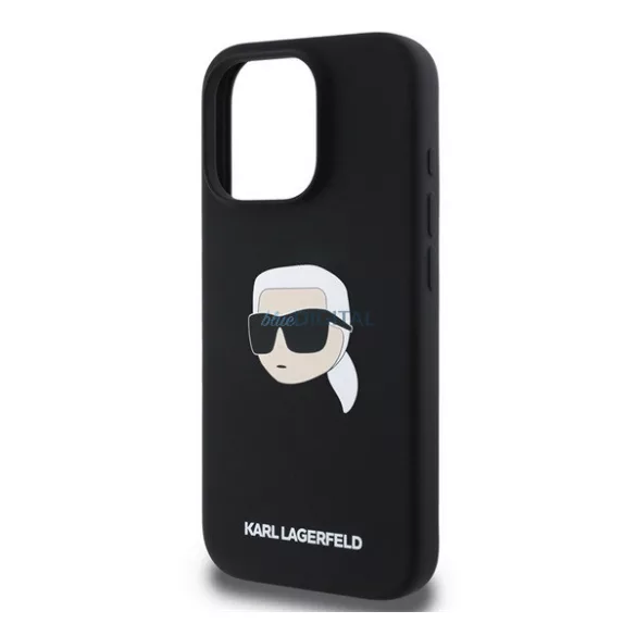 HUSĂ! - KARL LAGERFELD LIQUID SILICONE KARL HEAD MAGSAFE silicon protector de telefon (rezistent la șocuri, MagSafe) BLACK Apple iPhone 16 Pro