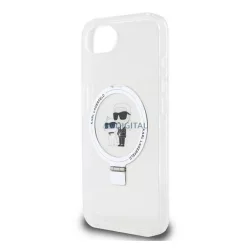   HUSĂ! - KARL LAGERFELD RINGSTAND KARL AND CHOUPETTE MAGSAFE silicon protector de telefon (rezistent la șocuri, MagSafe, anti-reflexie) WHITE Apple iPhone 16e