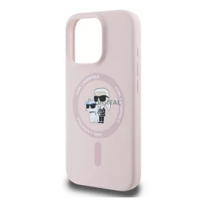 HUSĂ! - KARL LAGERFELD LIQUID SILICONE KARL AND CHOUPETTE MAGSAFE silicon protector de telefon (rezistent la șocuri, MagSafe) ROSE COLOUR Apple iPhone 16 Pro