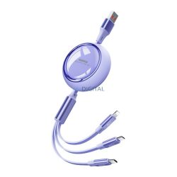   REMAX LINON cablu de date 3in1 (USB - fulger/Type-C/microUSB, 2.4A, 66W, încărcător rapid, 100cm) LILA