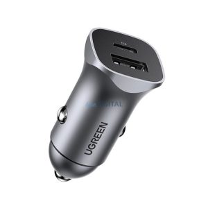 UGREEN CD130 încărcător auto USB+Type-C priză (24W, încărcător rapid) VERDE
