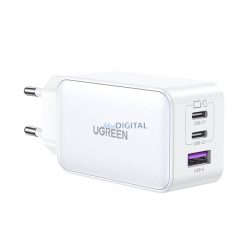   UGREEN CD244 Încărcător AC 2 prize Type-C/USB (65W, GaN, PD fast charger 4.0) ALB
