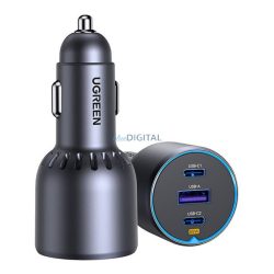   UGREEN EC703 Încărcător auto USB+2 Priză tip C (75W, încărcător rapid PD 3.0) NEGRU