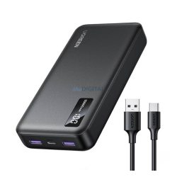  UGREEN PB312 încărcător de urgență 2 prize USB+Type-C (20000mAh, 20W, încărcător rapid PD, afișaj LED) NEGRU
