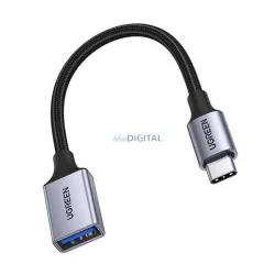  UGREEN US378 cablu adaptor (mufă USB - Tip-C, OTG, 15cm, șiret) NEGRU