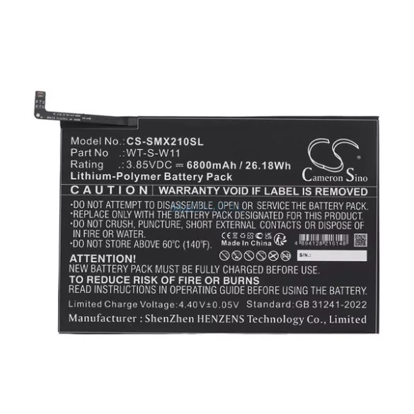 Baterie CAMERON SINO Li-Polymer (3.85V / 6800mAh, compatibil Samsung WT-S-W11) BLACK Samsung Galaxy Tab A9 Plus 5G (SM-X216), Galaxy Tab A9 Plus WIFI (SM-X210)