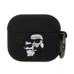 KARL LAGERFELD 3D LOGO NFT KARL ȘI CHOUPETTE Carcasă din silicon (carabină) BLACK Apple AirPods 3