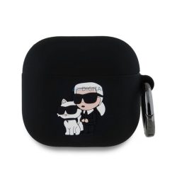   KARL LAGERFELD 3D LOGO NFT KARL ȘI CHOUPETTE Carcasă din silicon (carabină) BLACK Apple AirPods 4