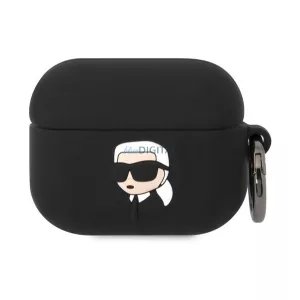 KARL LAGERFELD 3D LOGO NFT KARL HEAD Carcasă din silicon (carabină) BLACK Apple AirPods Pro