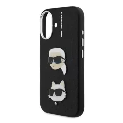   HUSĂ! - KARL LAGERFELD GRAINED PU K&CH HEADS silicon protector de telefon (rezistent la șocuri, piele efect spate, 3D) BLACK Apple iPhone 16