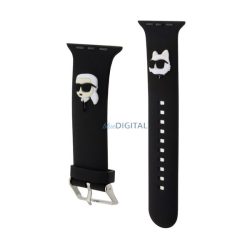  KARL LAGERFELD KARL AND CHOUPETTE HEAD NFT Strap (Dimensiune personalizată, mare, silicon, cataramă metalică) BLACK Apple Watch Series 5 44mm, Watch Series 4 44mm, Watch Series 3 42mm